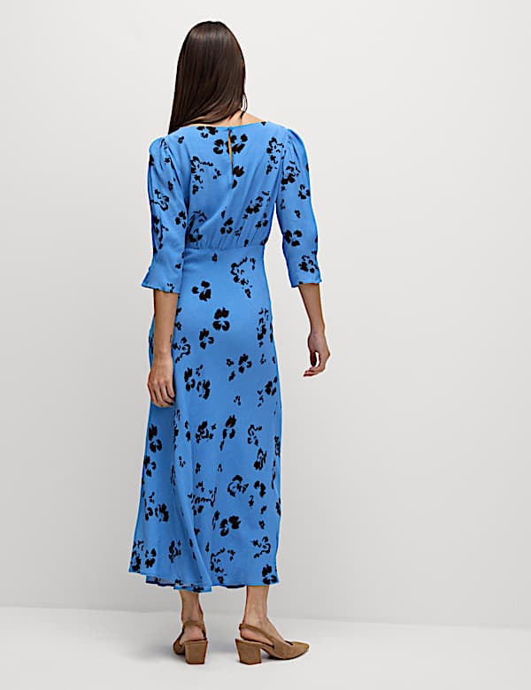 Floral Round Neck Midaxi Tea Dress - ID