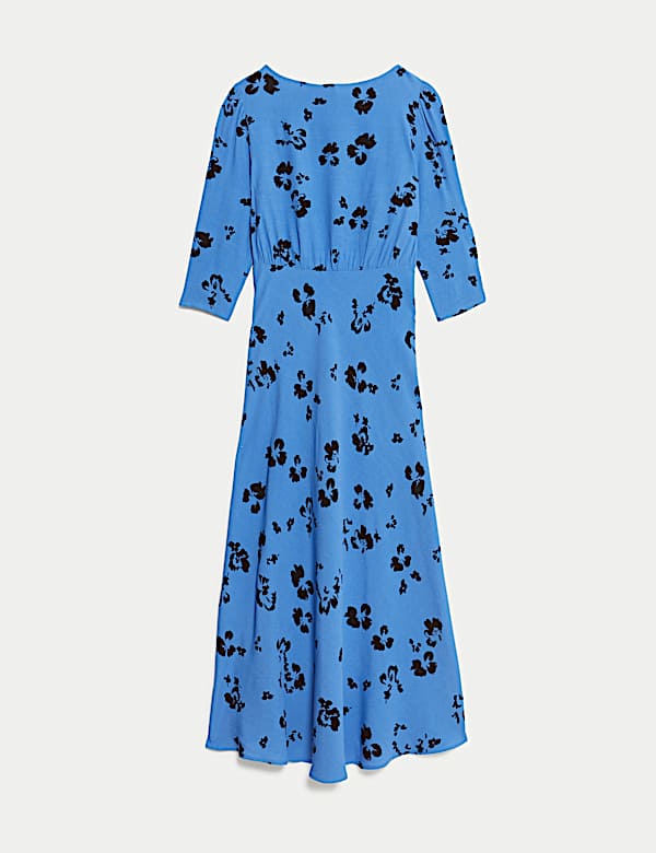 Floral Round Neck Midaxi Tea Dress - ID