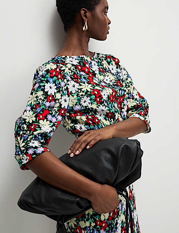 Floral Round Neck Midaxi Tea Dress - SE