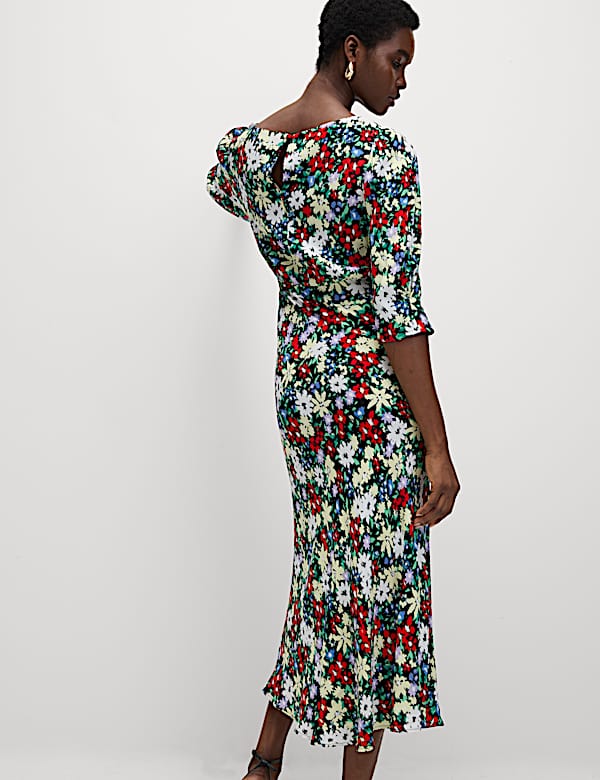 Floral Round Neck Midaxi Tea Dress - SE