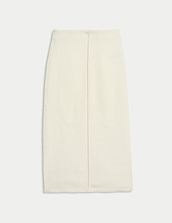 Boucle Split Back Midaxi A-Line Skirt with Wool - CH