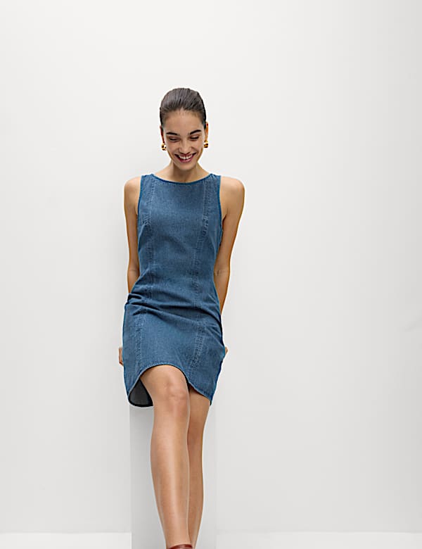 Robe tube courte en denim 100 % coton - CH