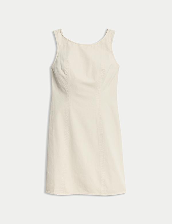 שמלת ג'ינס רב-עונתית בגזרת מיני מכותנה טהורה - IL