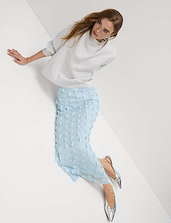 Embellished Midaxi Column Skirt - US