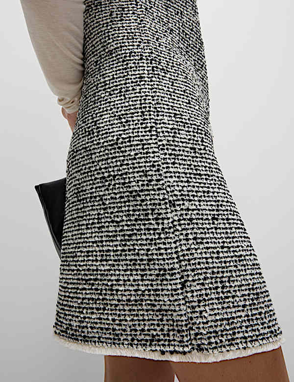 Gaun Terusan Mini Dogtooth dengan Wol - ID