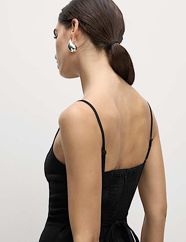 Linen Blend Square Neck Sleeveless Jumpsuit - BN