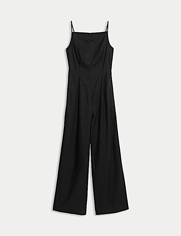Linen Blend Square Neck Sleeveless Jumpsuit - BN