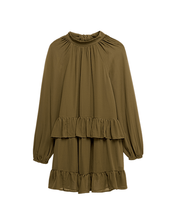 Georgette Ruffle Relaxed Mini Dress