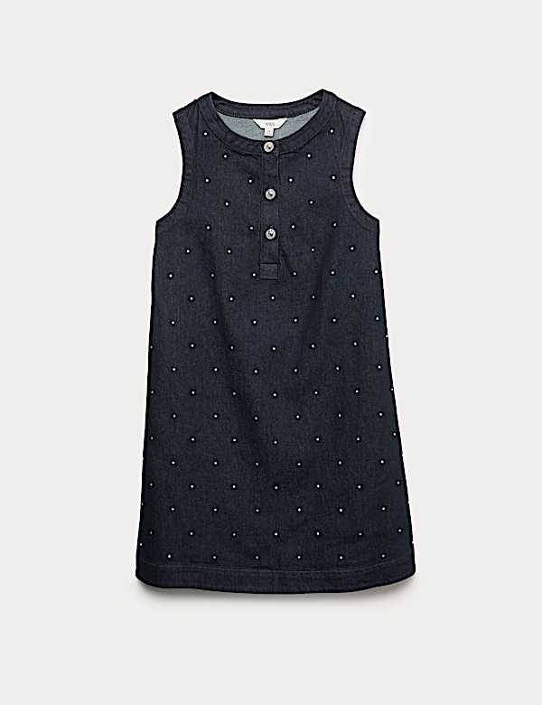 Denim Embellished Mini Shift Dress - VN