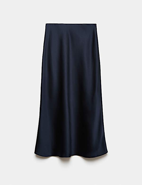 Jupe midi taille haute en satin - CH