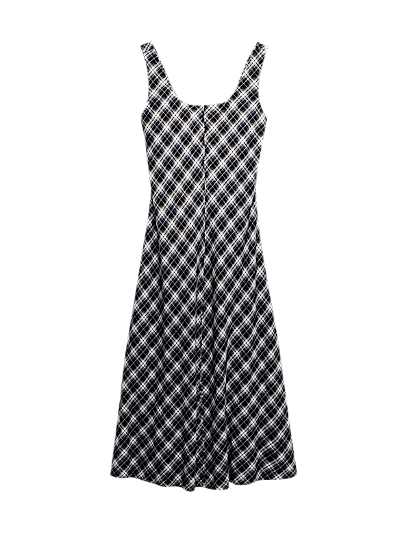 Pure Cotton Checked Midi Cami Dress