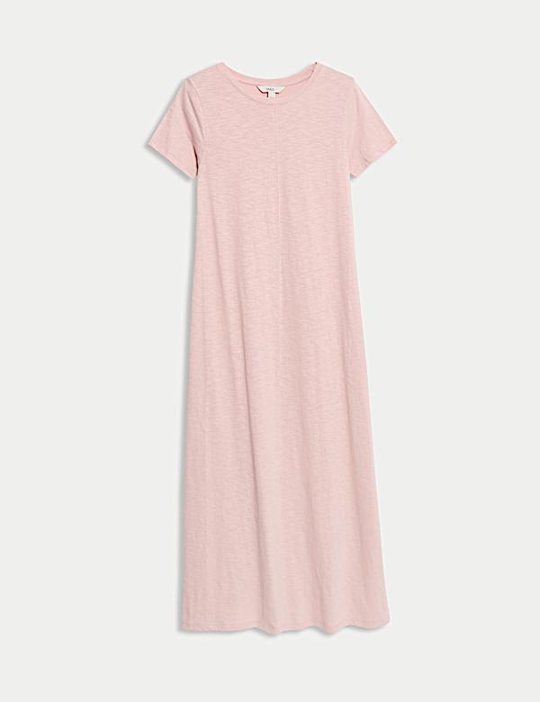 Pure Cotton Round Neck Midi T-Shirt Dress