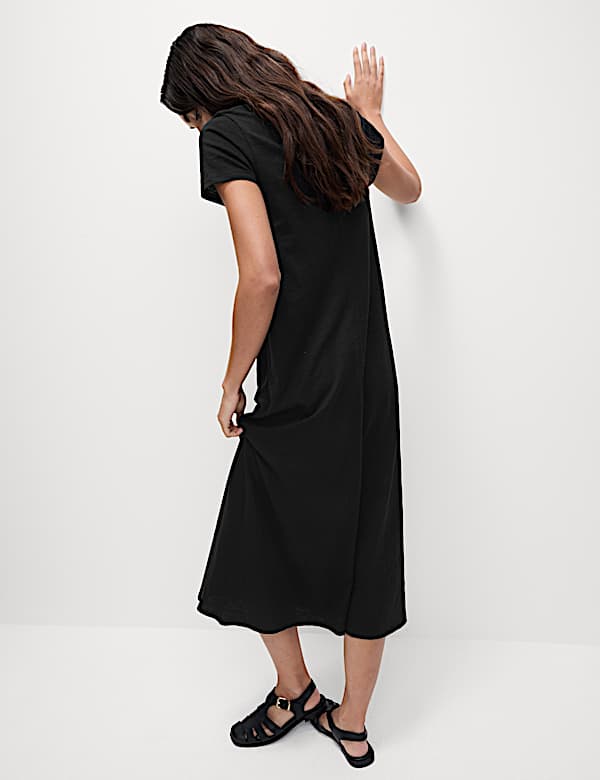 Pure Cotton Round Neck Midi T-Shirt Dress