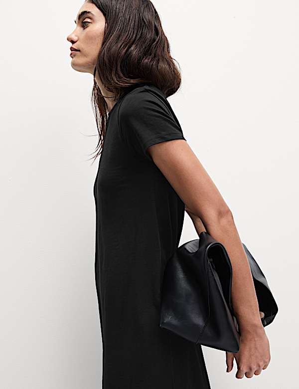 Pure Cotton Round Neck Midi T-Shirt Dress