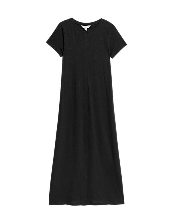Pure Cotton Round Neck Midi T-Shirt Dress