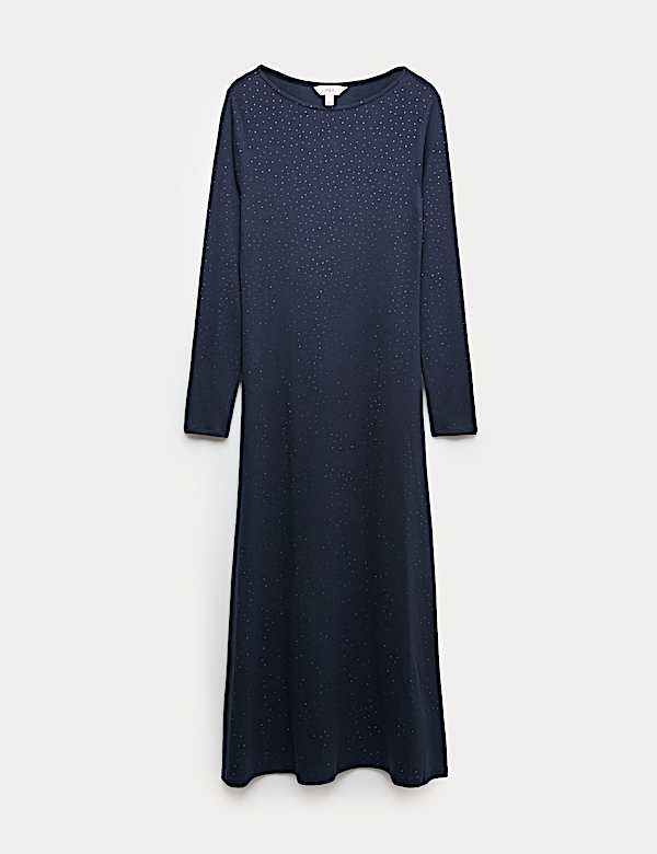 Cotton Rich Jersey Sparkly Midi Column Dress - DK