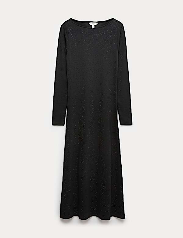 Cotton Rich Jersey Sparkly Midi Column Dress - BE