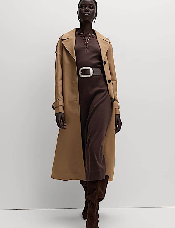 Cotton Rich Jersey Ribbed Midi Column Dress - BG