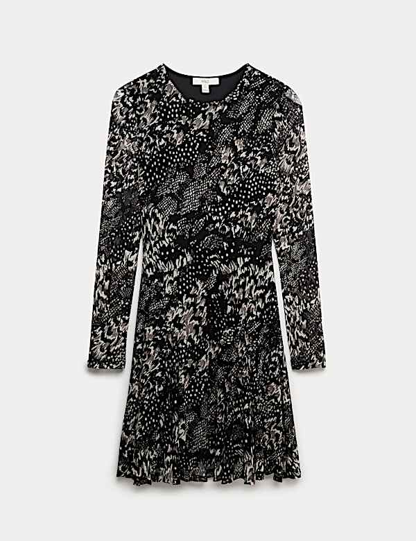 Robe patineuse coupe courte en filet avec imprimé - CH