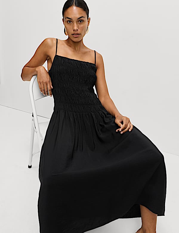 Square Neck Strappy Midaxi Slip Dress - PT
