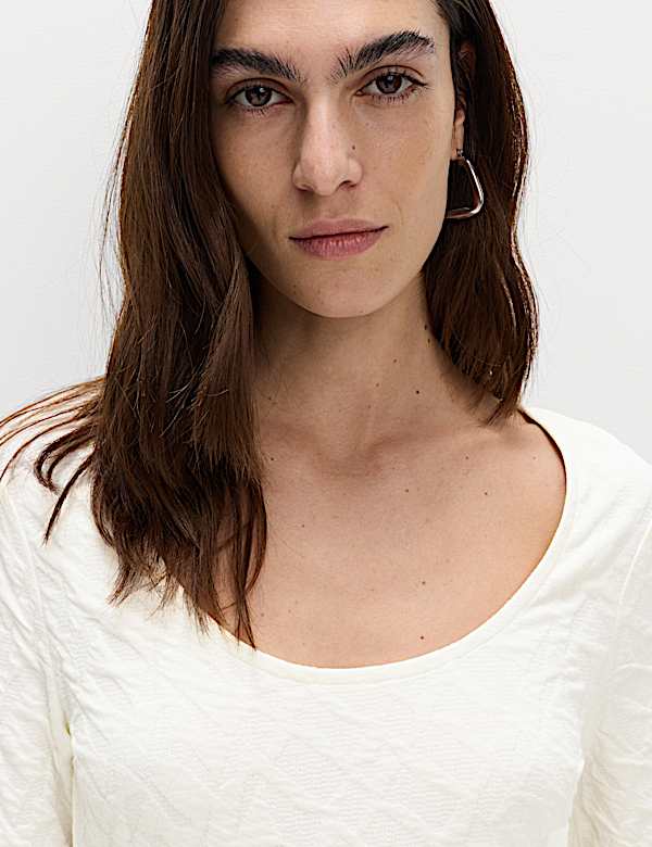 Jersey Textured Scoop Neck Midi Column Dress - HU