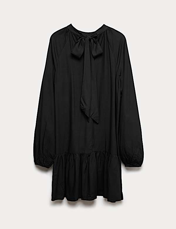 Funnel Neck Mini Smock Dress
