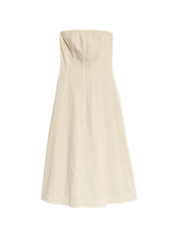 Denim Bandeau Midi Skater Dress