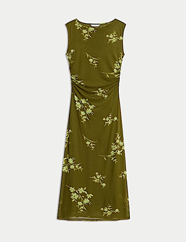 Mesh Jersey Column Midi Dress - ID