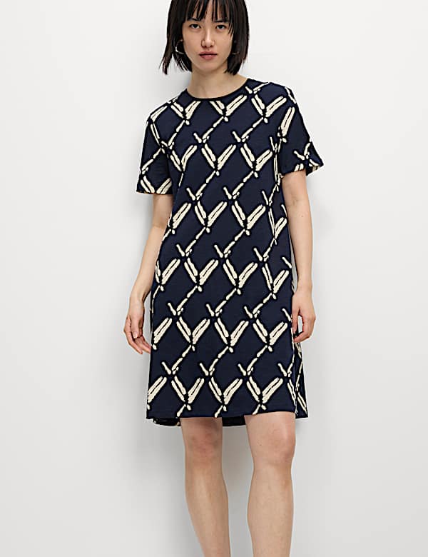 Pure Cotton Printed Mini T-Shirt Dress