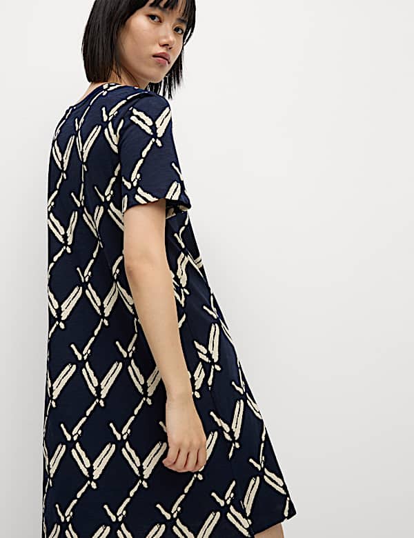 Pure Cotton Printed Mini T-Shirt Dress