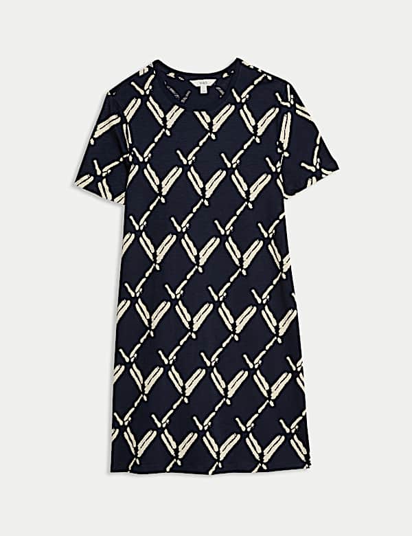 Pure Cotton Printed Mini T-Shirt Dress