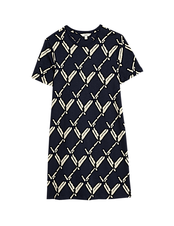 Pure Cotton Printed Mini T-Shirt Dress