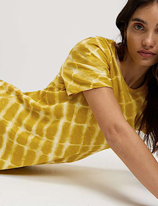 Pure Cotton Printed Mini T-Shirt Dress
