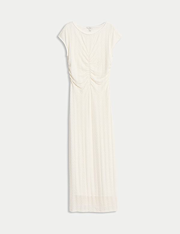 Jersey Lace Ruched Midi Column Dress - AL