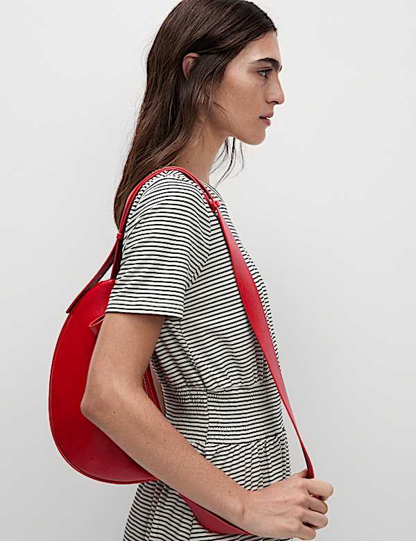 Pure Cotton Striped Midi Shirred Dress - JP