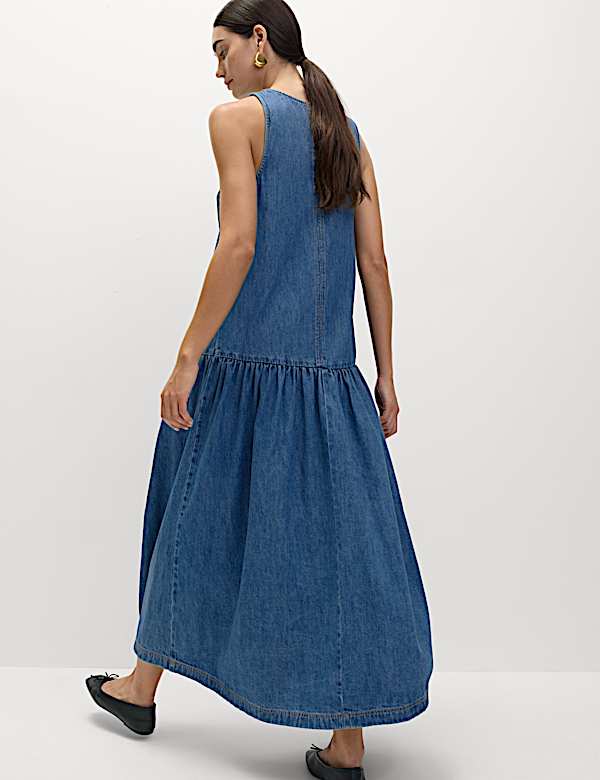 Denim Midaxi Drop Waist Dress
