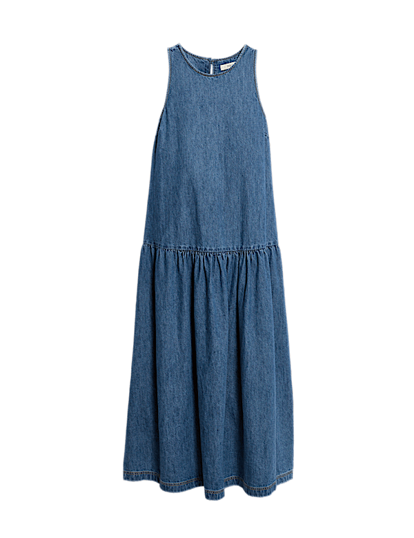 Denim Midaxi Drop Waist Dress