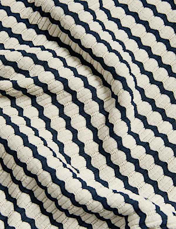 Cotton Blend Striped Mini Skater Dress - LU