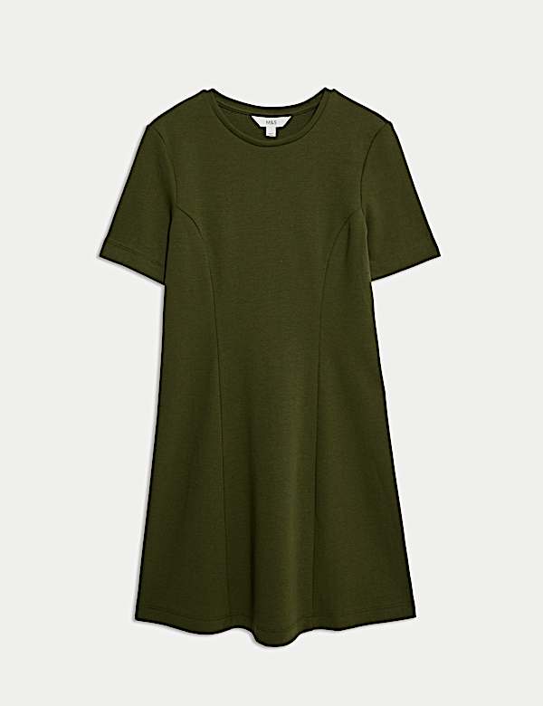 שמלת סקייטר באורך מיני מבד ג'רסי עשיר בכותנה - IL