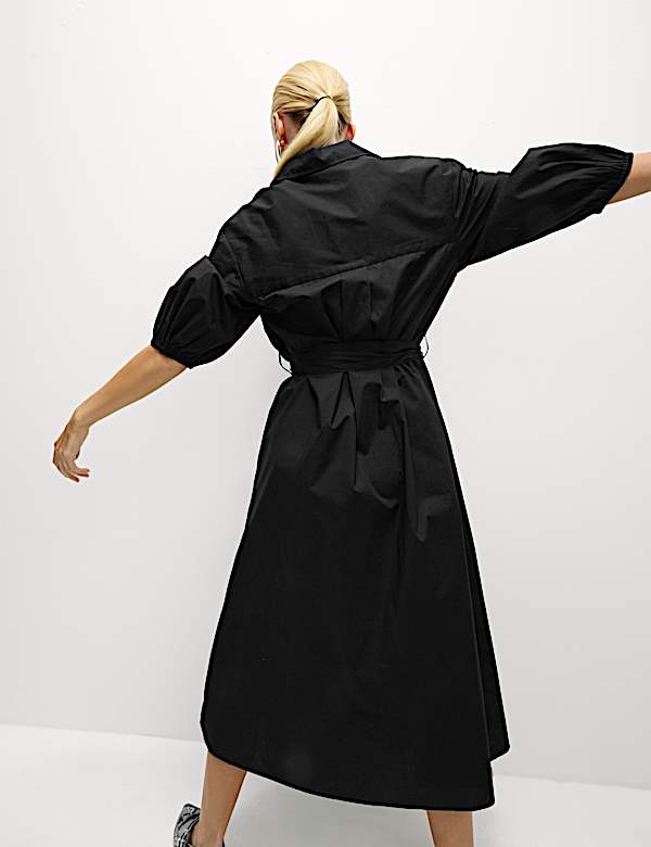Volume Midi Shirt Dress