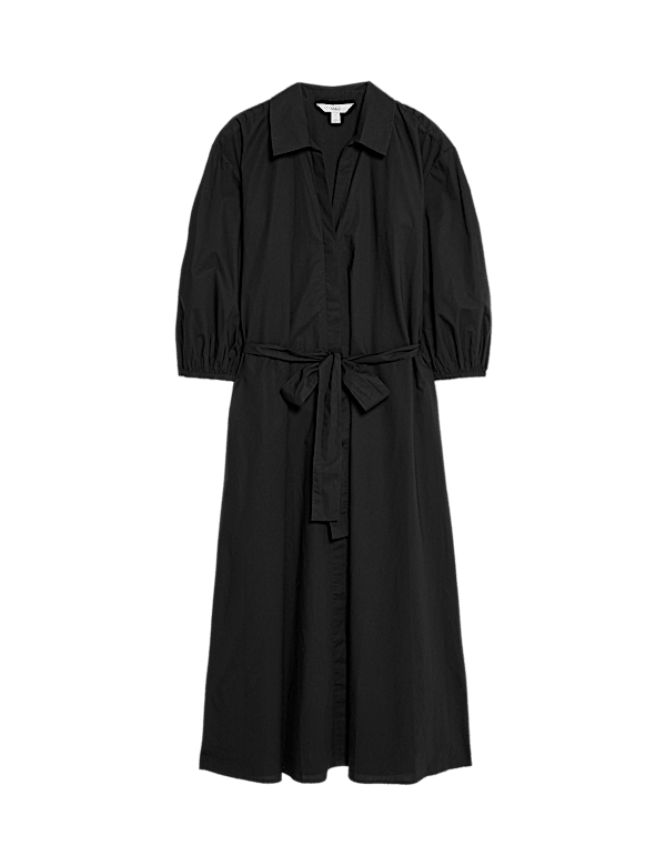 Volume Midi Shirt Dress