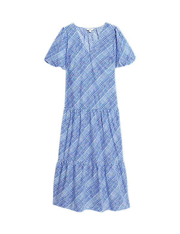 Pure Cotton Midi Relaxed Tiered Dress