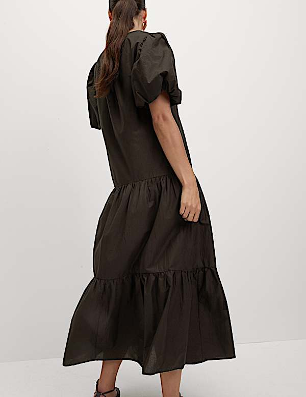Pure Cotton Midi Tiered Dress