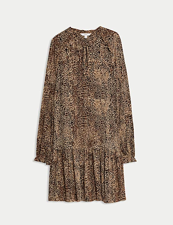 Printed Ruffle Mini Relaxed Smock Dress - IT