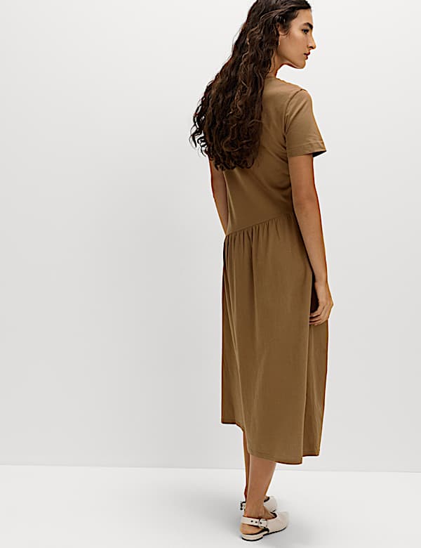 Pure Cotton Midi Drop Waist T-Shirt Dress