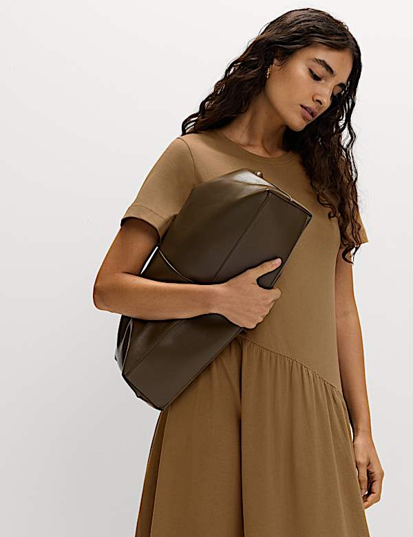 Pure Cotton Midi Drop Waist T-Shirt Dress