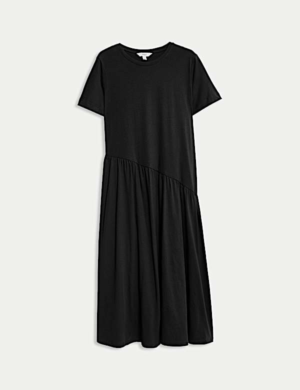 Pure Cotton Midi Drop Waist T-Shirt Dress - US