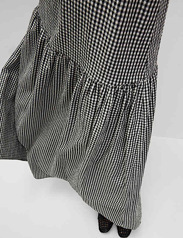 Checked Midaxi Drop Waist Dress