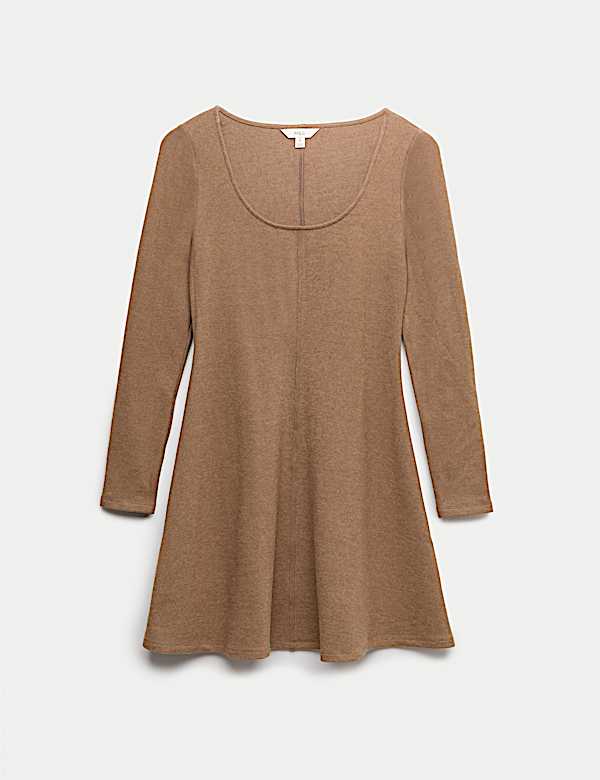 Jersey Cosy Scoop Neck Mini Skater Dress - RO
