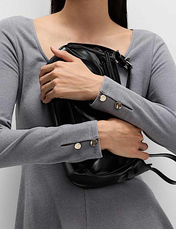 Jersey Cosy Scoop Neck Mini Skater Dress - FR